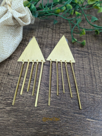 Golden Cascade Triangles brass stud earrings