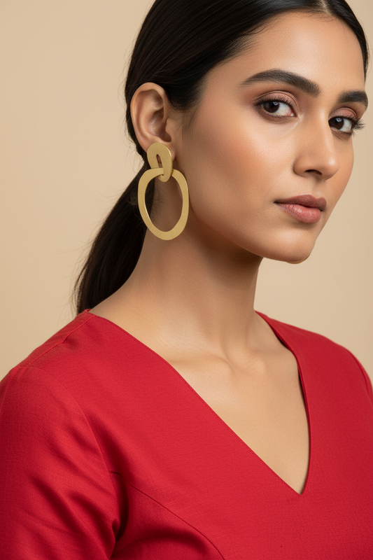 Vritika Loop Elegance brass stud earrings