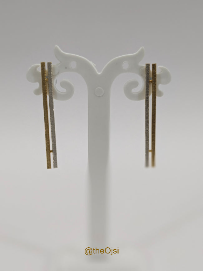 Aurora Strands brass stud earrings