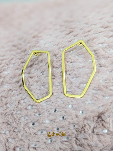 Auric Polygon brass stud earrings