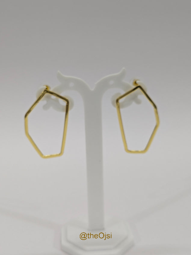Auric Polygon brass stud earrings