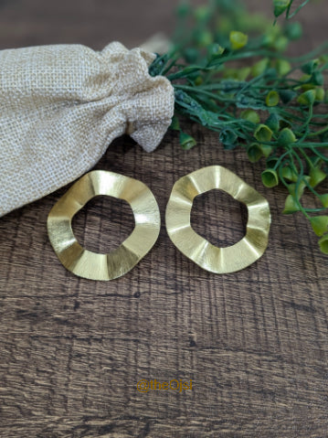 Golden Eclipse brass stud earring