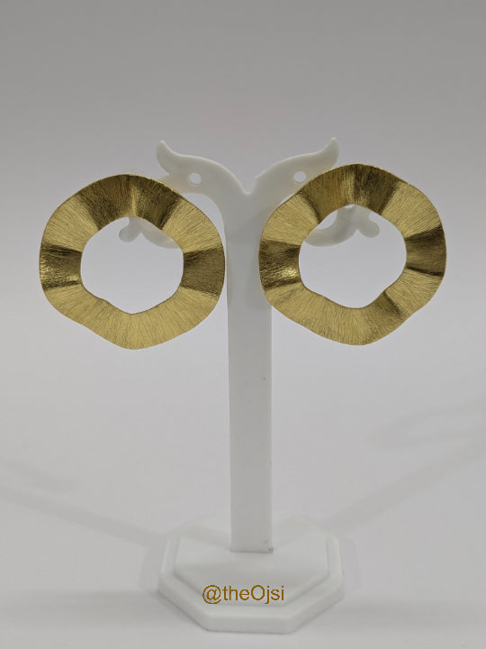 Golden Eclipse brass stud earring