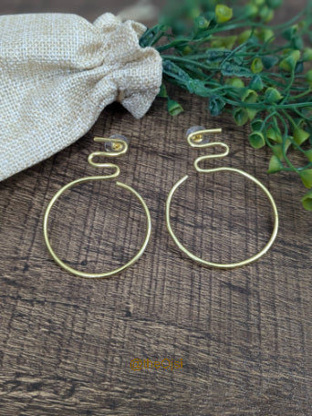 Serpent Hoop brass earrings