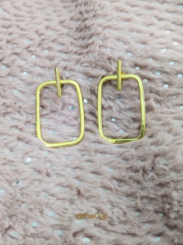 Golden Rectangle Drops brass earrings