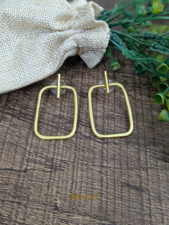 Golden Rectangle Drops brass earrings