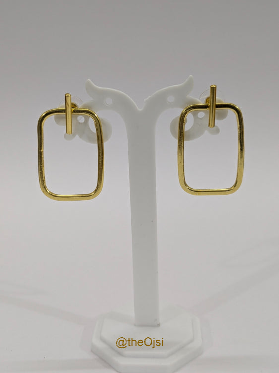 Golden Rectangle Drops brass earrings