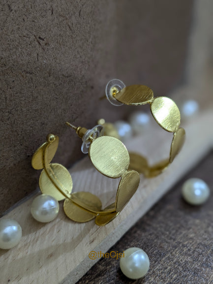 Golden Orbit brass hoop stud earrings