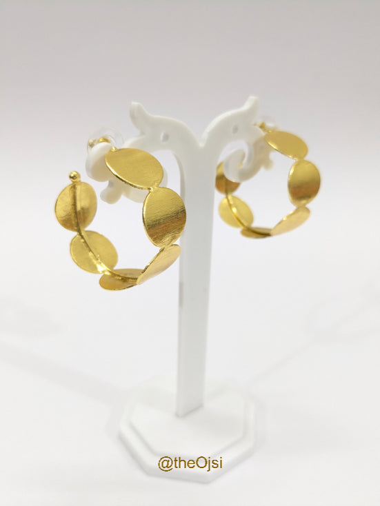 Golden Orbit brass hoop stud earrings