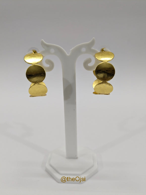 Golden Orbit brass hoop stud earrings