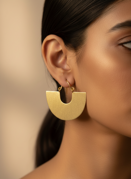 Mandala Arc 18K Gold-Plated Brass hoop earrings