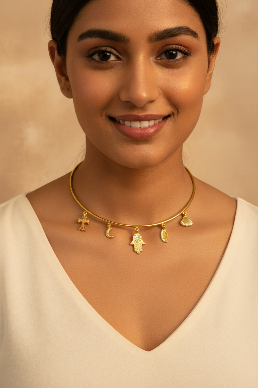 Vihara 18K Gold-Plated Brass Hasli Necklace