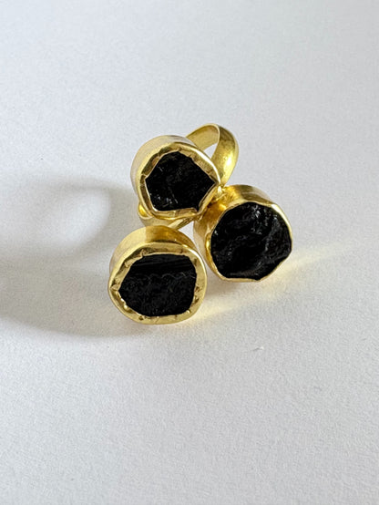 Chaya Raw Tourmaline 18K Gold-Plated brass ring