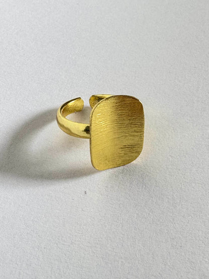 Adhara rectangular 18K Gold-Plated Brass Ring