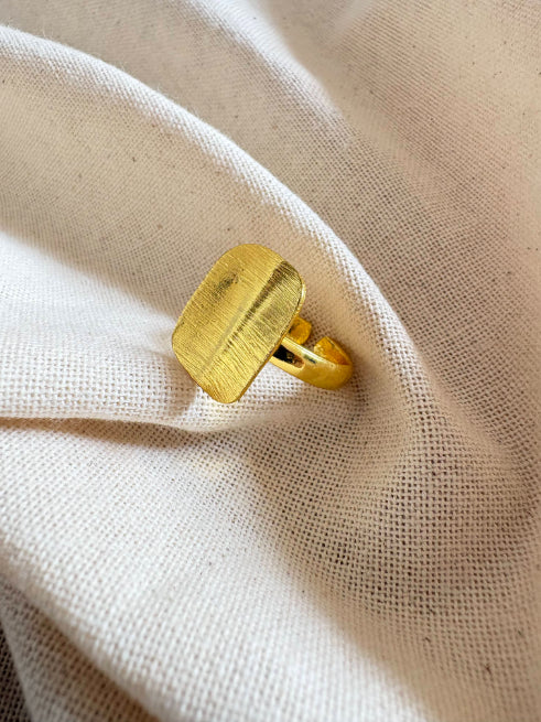 Adhara rectangular 18K Gold-Plated Brass Ring
