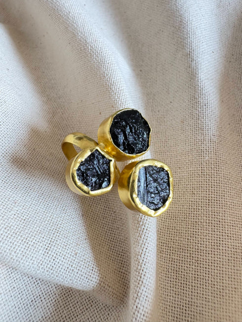 Chaya Raw Tourmaline 18K Gold-Plated brass ring