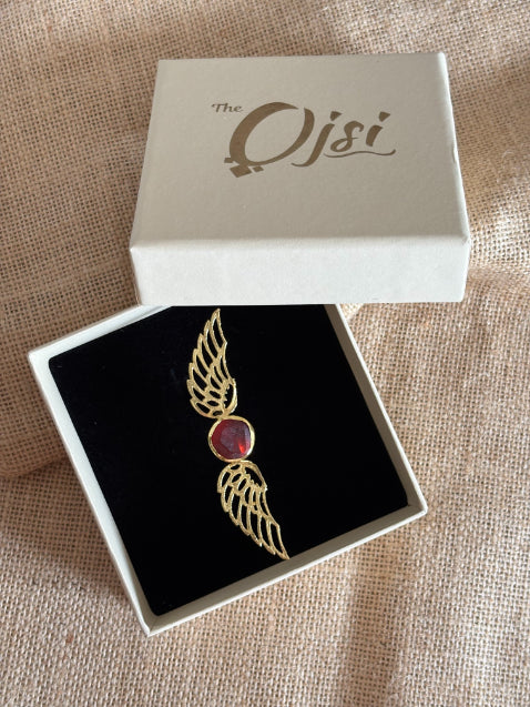 Vihara Garnet Raw stone 18K Gold-Plated brass ring