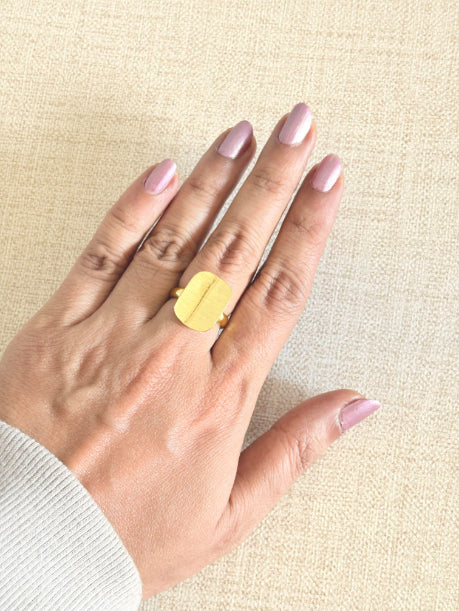 Adhara rectangular 18K Gold-Plated Brass Ring