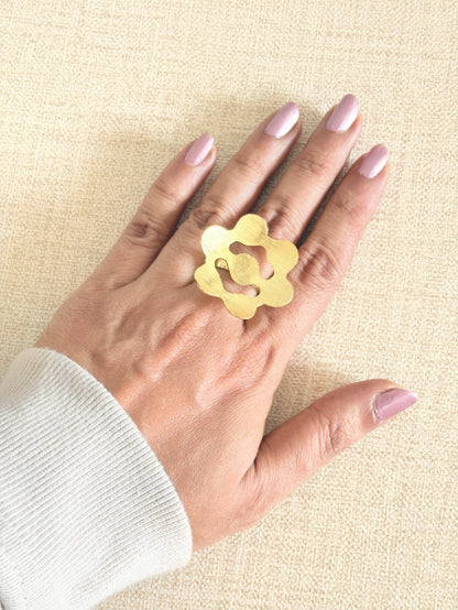 Pushpika Bloom 18K Gold-Plated Brass Ring