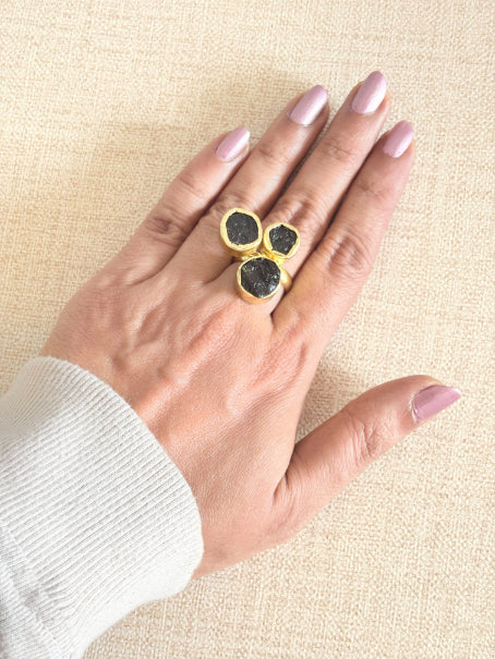 Chaya Raw Tourmaline 18K Gold-Plated brass ring