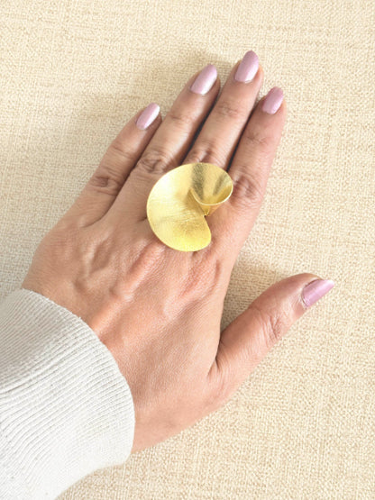 Vartuli Swirl 18K Gold-Plated Brass Ring