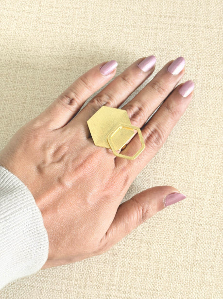 Triksha Hexa 18K Gold-Plated Brass Ring