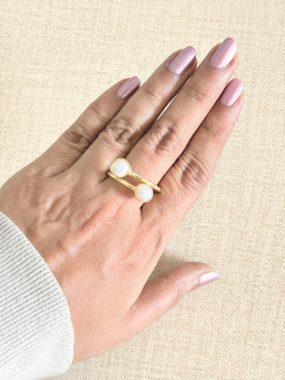 Ira twin freshwater pearl ring