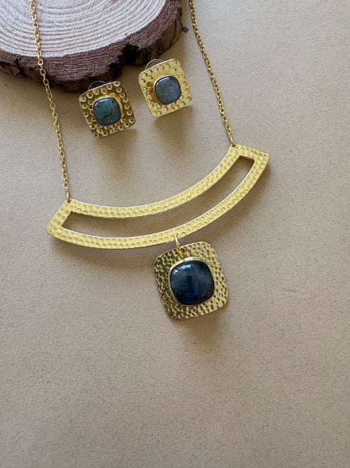 Nishitha Labradorite 18K Gold-Plated Brass Necklace Set