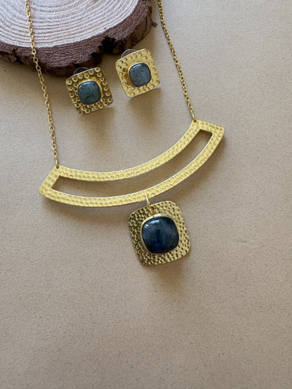 Nishitha Labradorite 18K Gold-Plated Brass Necklace Set