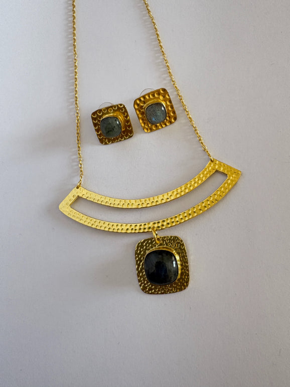 Nishitha Labradorite 18K Gold-Plated Brass Necklace Set