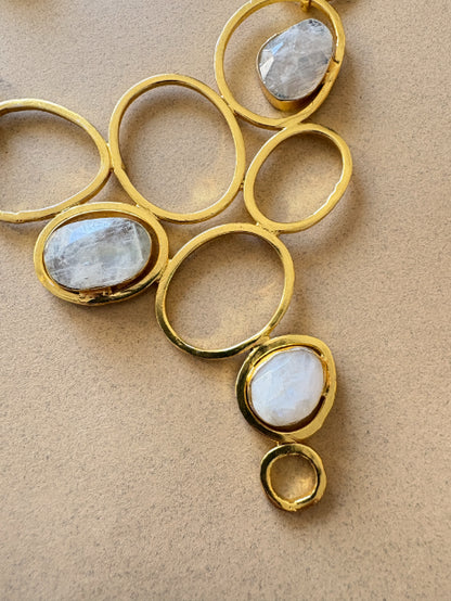 Somaya moonstone 18K Gold-Plated Brass Necklace Set