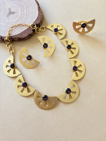 Aaradhya amethyst 18K Gold-Plated Brass Choker Set