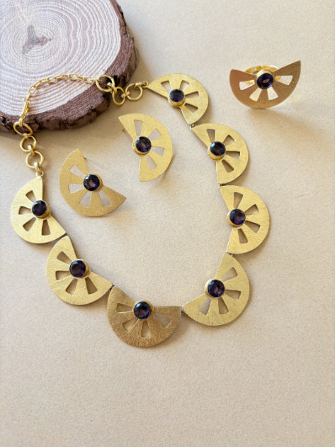 Aaradhya amethyst 18K Gold-Plated Brass Choker Set