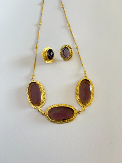 Ameya amethyst 18K Gold-Plated Brass Choker Set