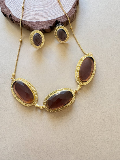 Ameya amethyst 18K Gold-Plated Brass Choker Set