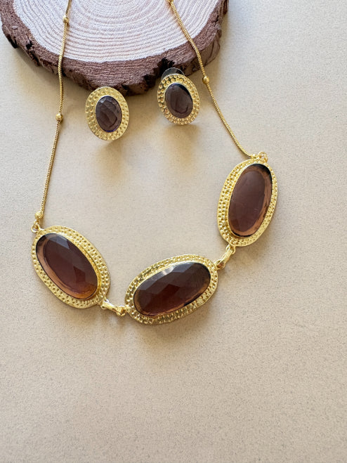 Ameya amethyst 18K Gold-Plated Brass Choker Set