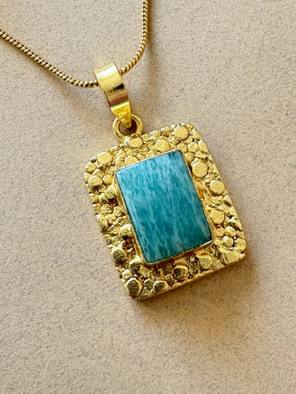 Vaani Amazonite 18K Gold-Plated Brass Chain Pendant Set