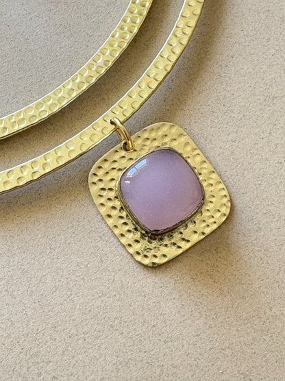 Hridaya rose quartz 18K Gold-Plated Brass Necklace Set