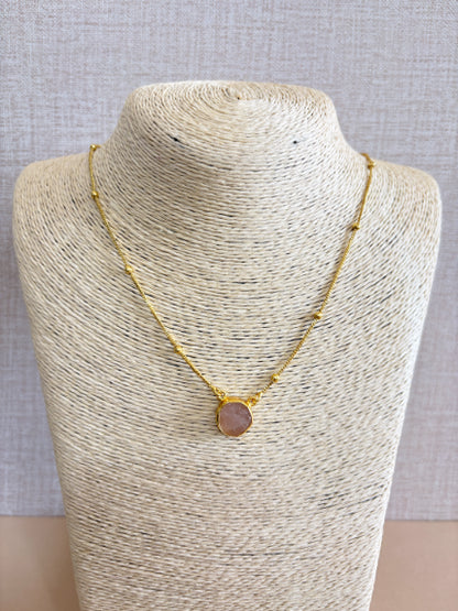 Anura rose quartz 18K Gold-Plated Brass Neckpiece