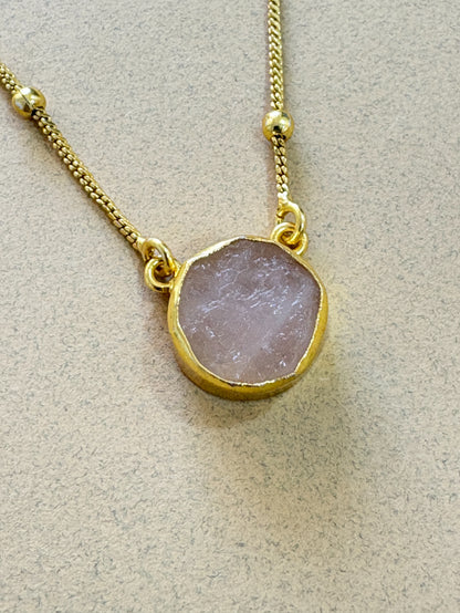 Anura rose quartz 18K Gold-Plated Brass Neckpiece