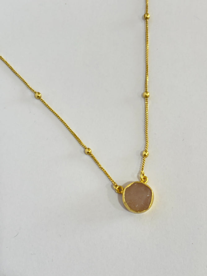 Anura rose quartz 18K Gold-Plated Brass Neckpiece