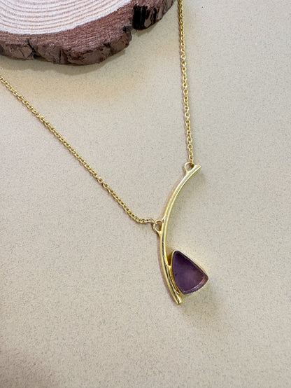 Reva Amethyst 18K Gold-Plated Brass Neckpiece