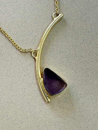 Reva Amethyst 18K Gold-Plated Brass Neckpiece