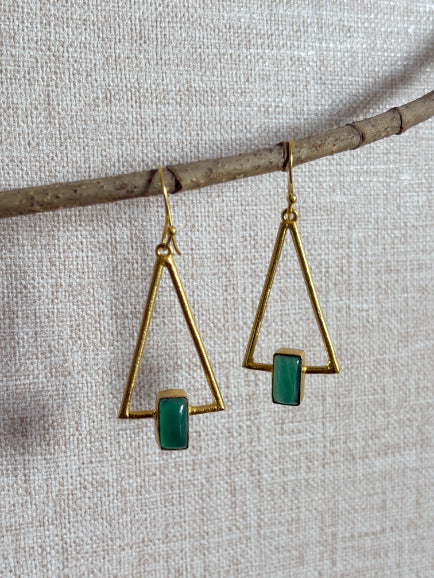 Tara Green Onyx 18K Gold-Plated Brass Earrings