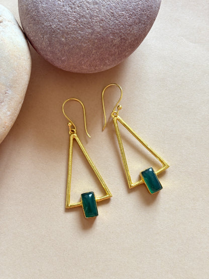 Tara Green Onyx 18K Gold-Plated Brass Earrings