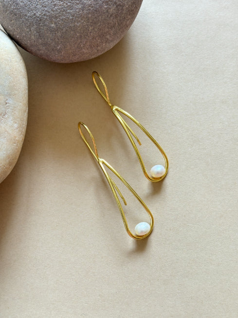 Riva Freshwater pearl 18K Gold-Plated Brass Earrings