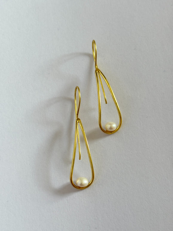 Riva Freshwater pearl 18K Gold-Plated Brass Earrings
