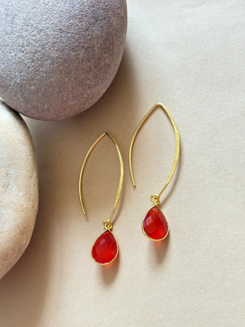 Vera Carnelian 18K Gold-Plated Brass Earrings