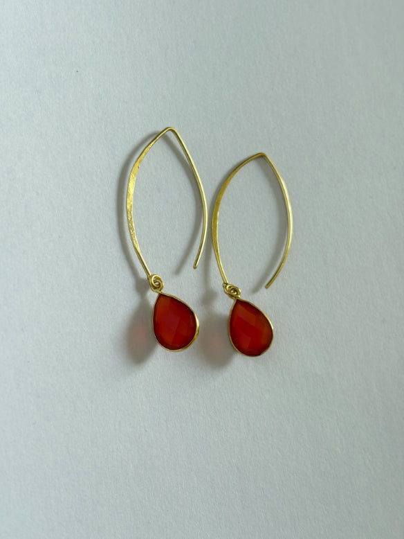 Vera Carnelian 18K Gold-Plated Brass Earrings