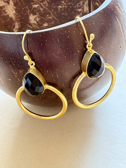 Aarini Black Onyx 18K Gold-Plated Brass Earrings
